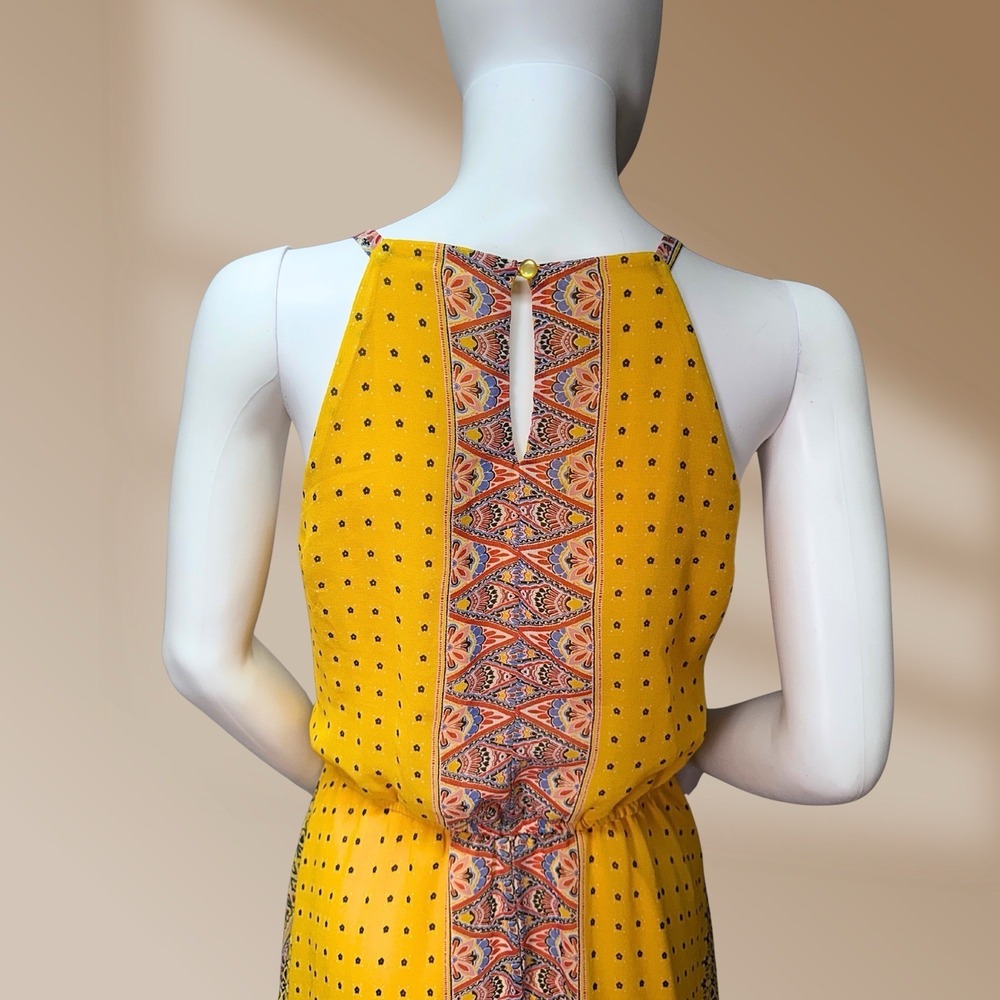 AUW Women's Yellow Multi-Color Hi-Low Tank Flowing Dress Size Large - Picture 5 of 5